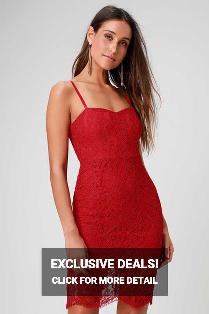 Sexy Red Dress - Red Lace Dress - Bodycon Dress - Midi Dress - Lulus