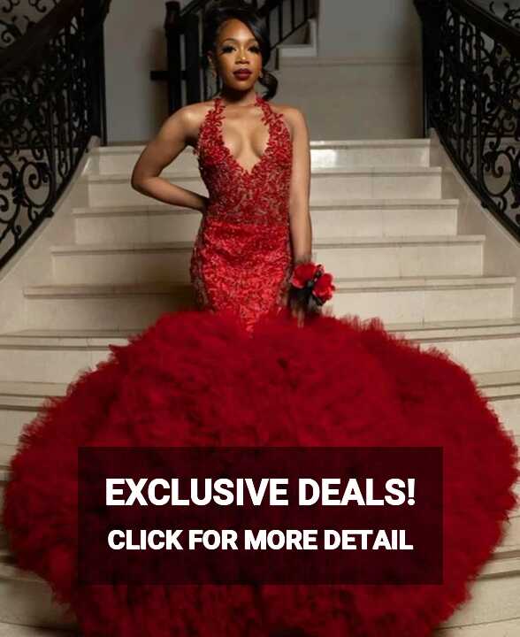 Sexy Red Prom Dresses For Black Girls 2023 Sequin Beading Mermaid ...