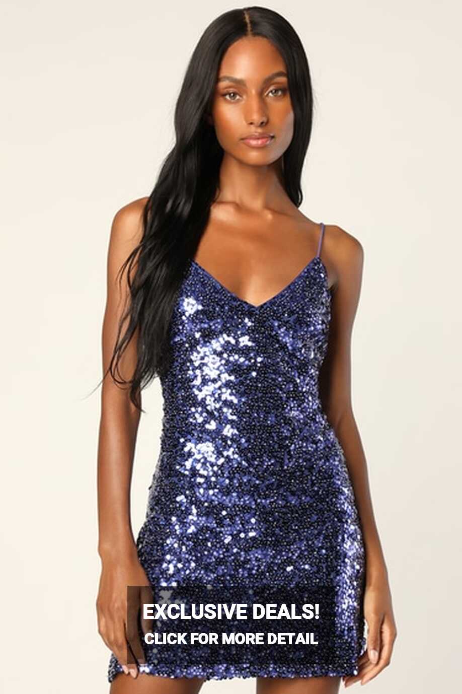 Sexy Royal Blue Dress - Blue Sequin Dress - Blue Backless Dress ...