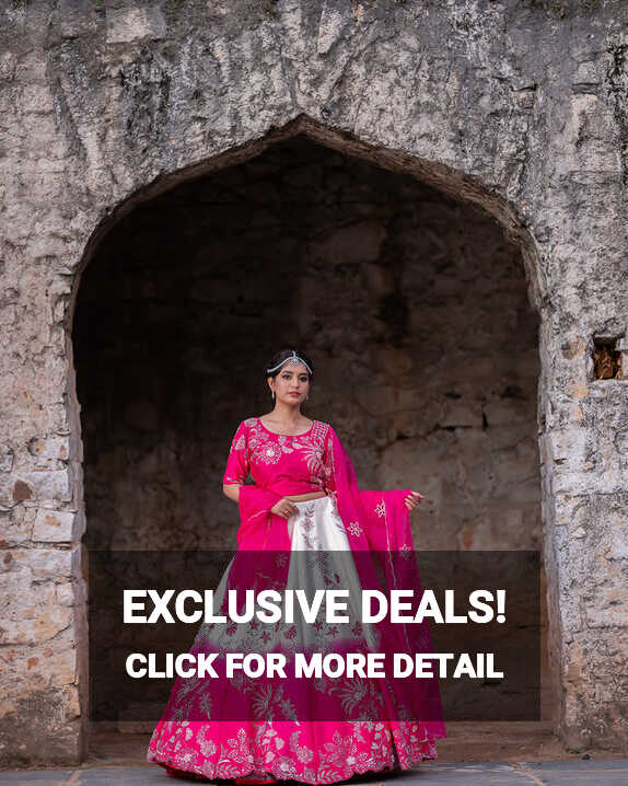 Shaded Hot Pink and White Sequin and Floral Lehenga Set – Khushboo ...