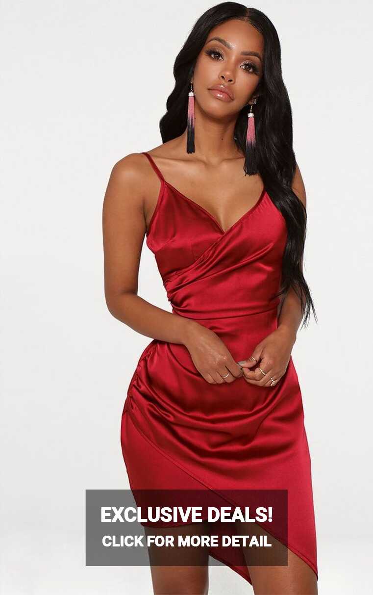 Shape Burgundy Satin Wrap Dress