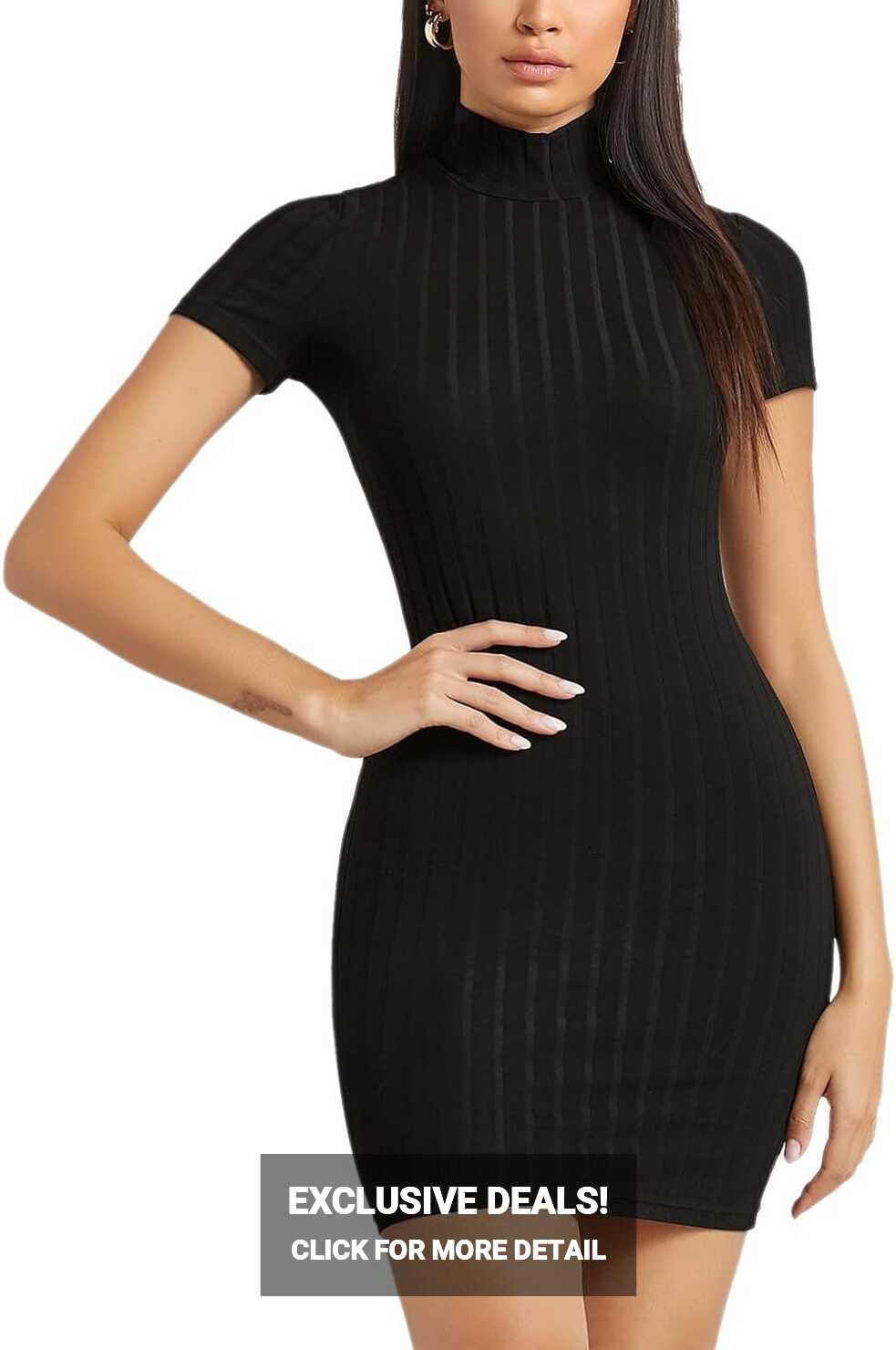 SheIn Women&#39;s Mock Neck Rib Knit Pencil Mini Dress Turkey | Ubuy