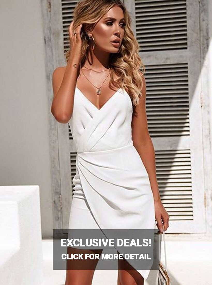 Sheath V-Neck Sleeveless Ruched White Mini Homecoming Party Dress