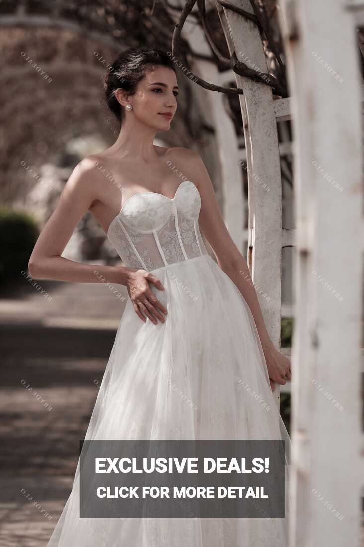 Sheer Corset A-line Court Train Wedding Dress