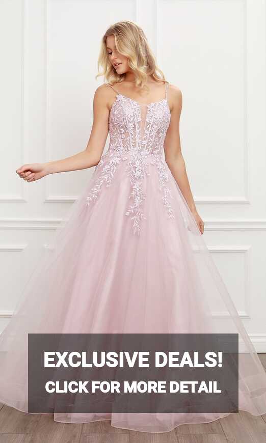 Sheer-Embroidered-Corset Long Prom Ball Gown - PromGirl