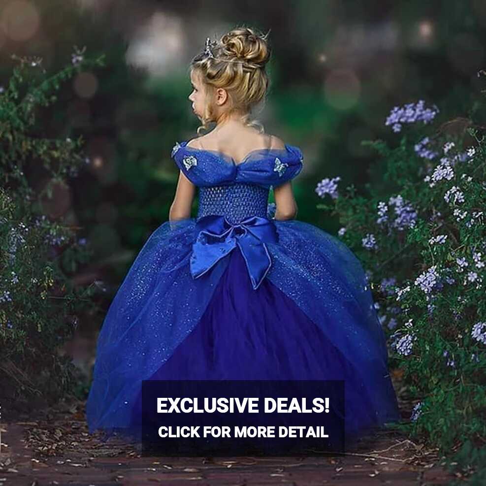 Shiny Royal Blue Flower Girl Dresses Long Off Shoulder Butterfly ...