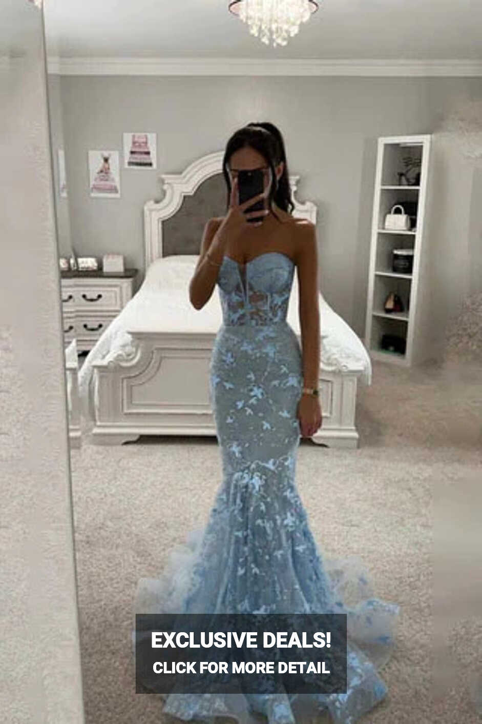 Shop 2023 ANNAKOO Light Blue Sweetheart Butterfly Mermaid Long ...