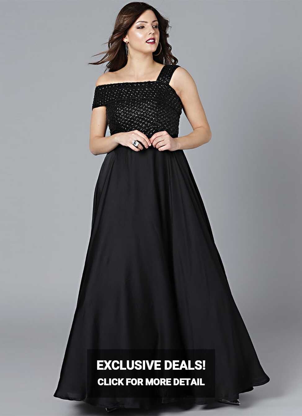 Shop Ethnovog Black Sequins Gown Party Wear Online at Best Price ...