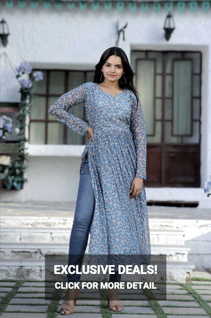 Shop Floral Printed Nayra cut Kurtis &amp; Kurtas Online | Me99