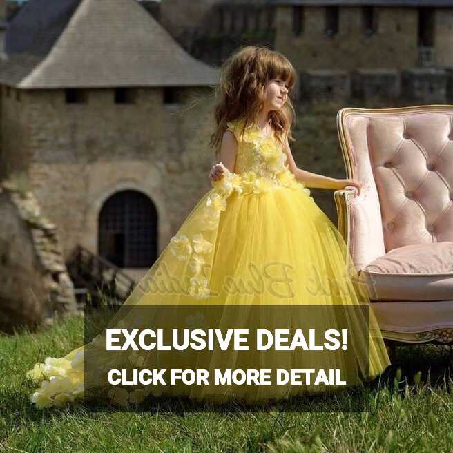 Shop Luxury Stylish Lemon Yellow Gown - Long Tail Baby Dress