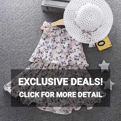 Shop Online Girls Cream Sleeveless Floral Print Casual Dress with ...