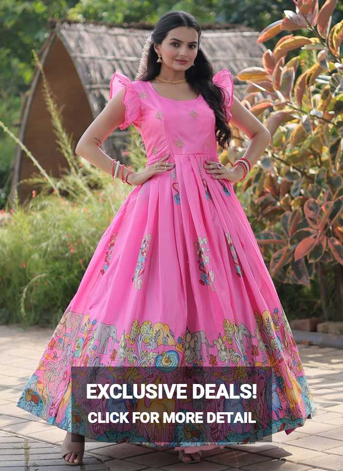 Shop Online Silk Designer Gown In Pink : 274434 -