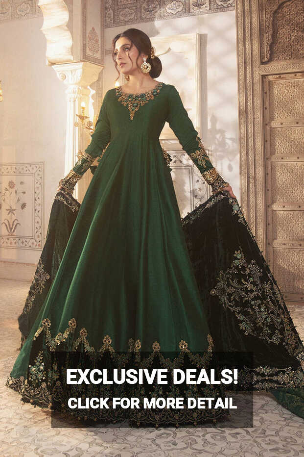 Shop Pakistani Wedding Dress Long Frock With Velvet Shawl ...