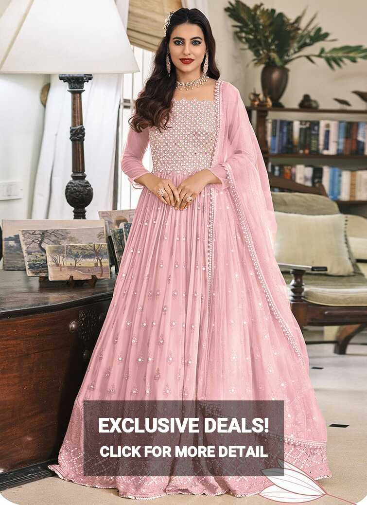 Shop Pink Georgette Embroidered Designer Anarkali Suit Festive ...