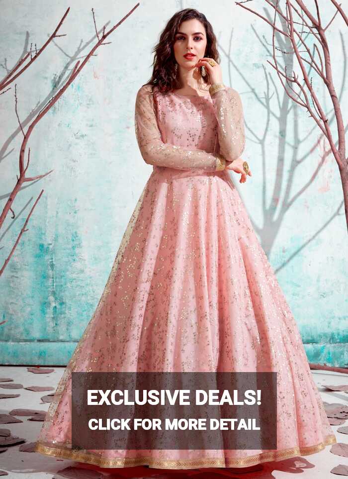 Shop Pink Net Fancy Designer Gown Online : 180445 -