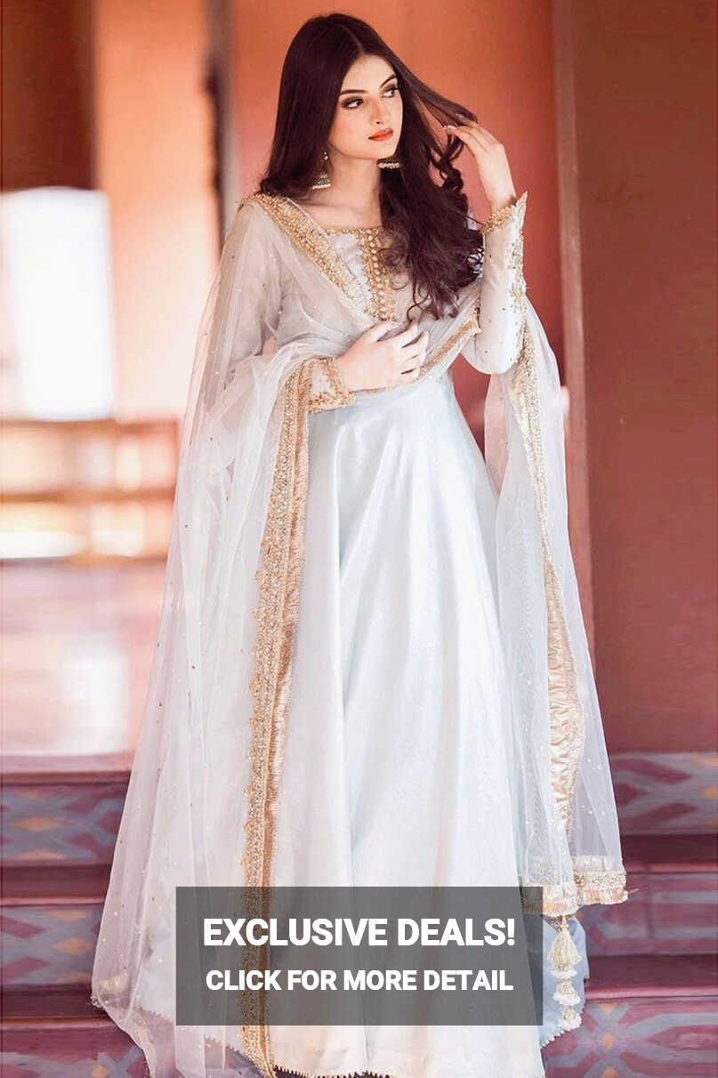 Shop Wide Range Zari Embroidered White Anarkali Suit LSTV114591