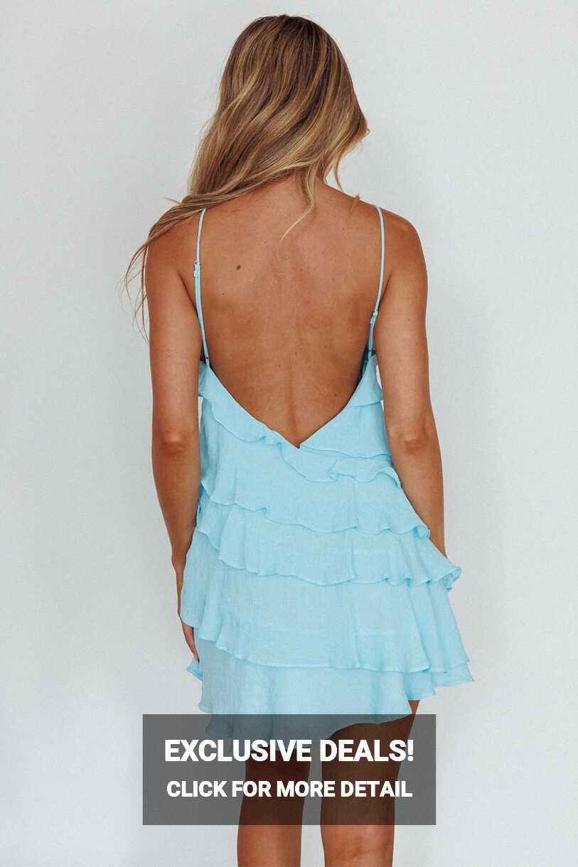 Shop the Arrabel Tiered Ruffle Mini Dress Sky Blue | Selfie Leslie