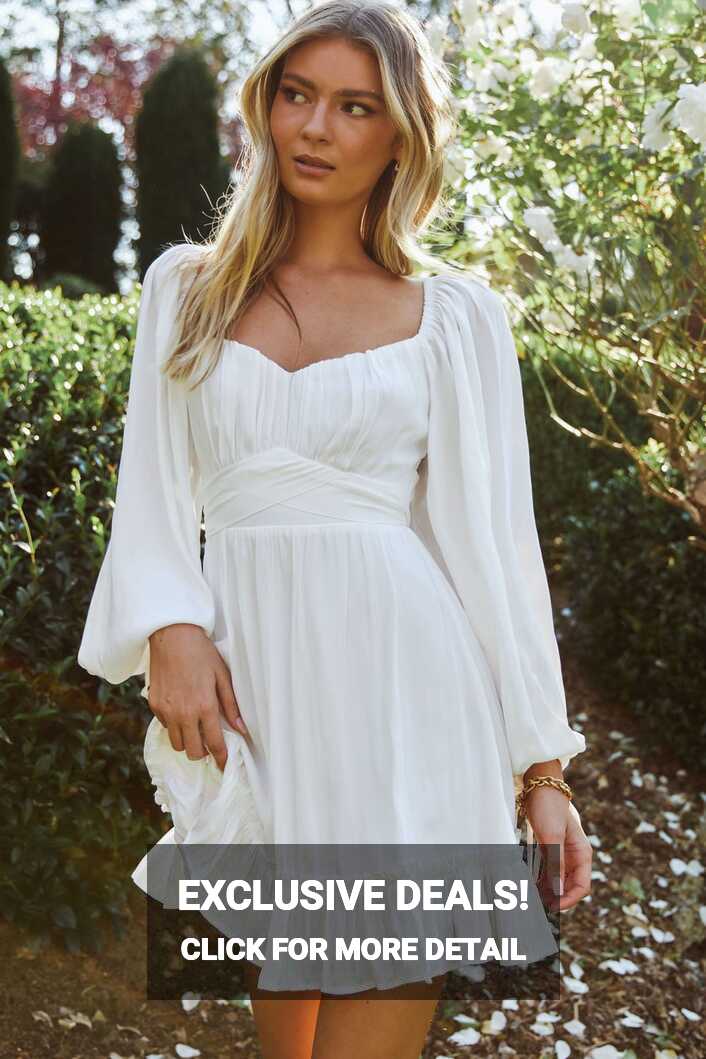 Shop the Linka On Or Off-Shoulder Long Sleeve Tie-Back Dress White ...