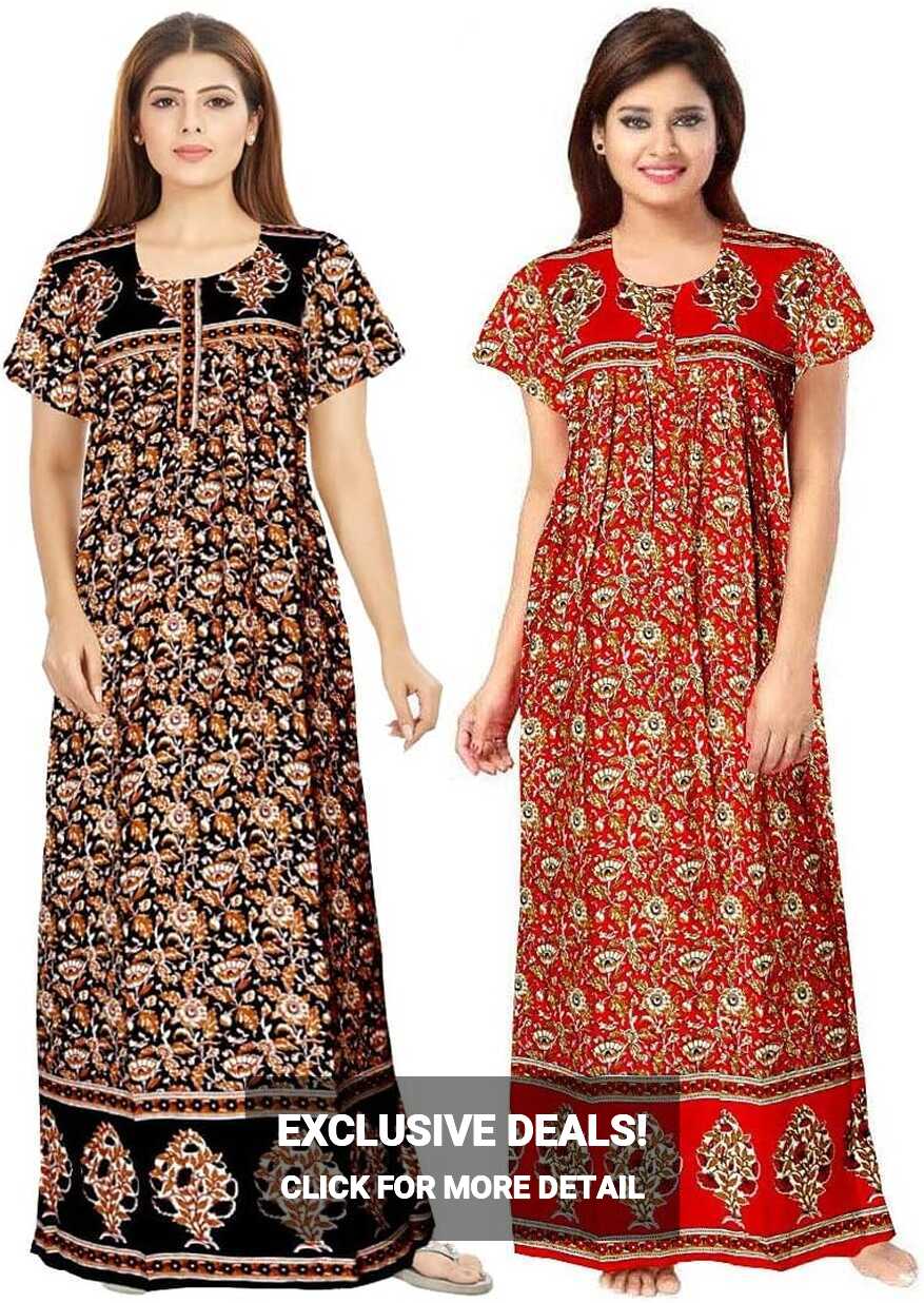 Shoppio India Women&#39;s Printed Cotton Maxi Nighty - Turkey | Ubuy