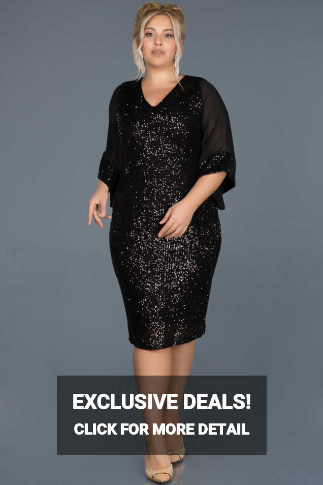 Short Black Plus Size Evening Dress ABK628 | Abiyefon.com