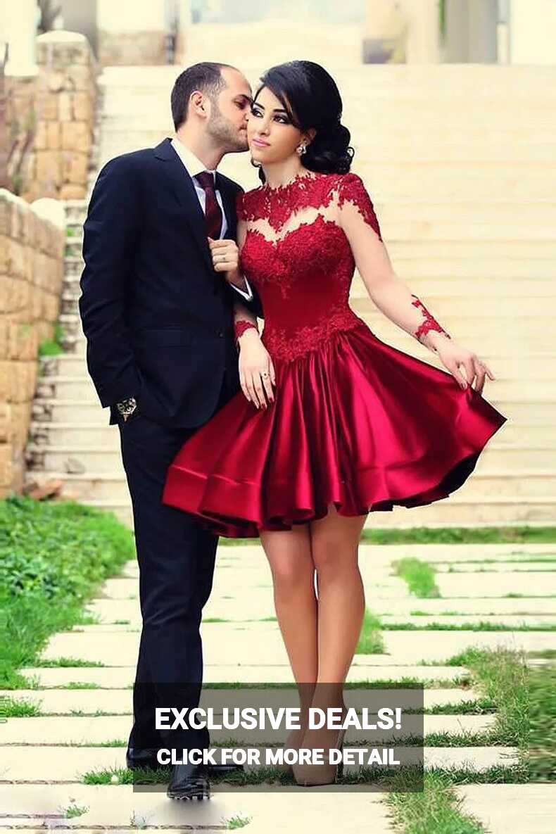 Short Burgundy Formal Homecoming Dresses Lace Applique Crew Neck ...