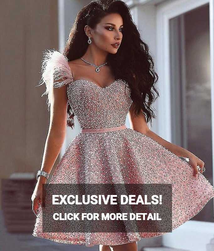 Short Cocktail Dresses Sweetheart Off The Shoulder Pearls | Fruugo TR