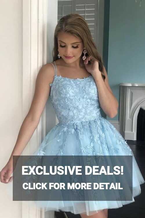 Short Dama Dress Light Blue Lace Homecoming Dresses Mini Prom ...