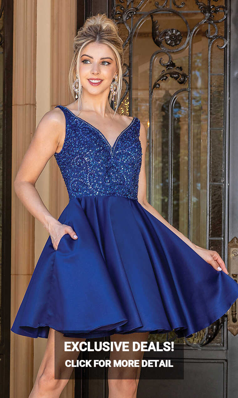 Short Formal Prom Dress with Pockets - PromGirl