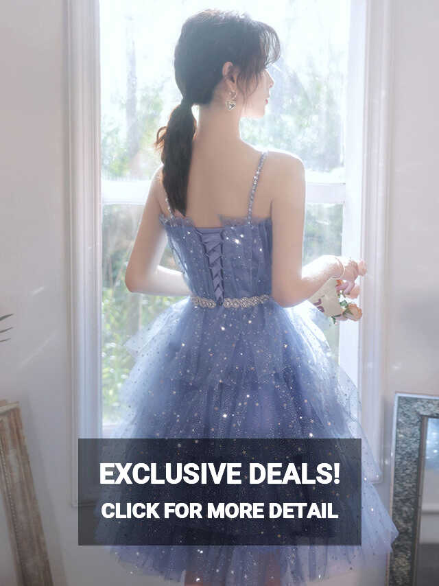 Short Puffy Blue Prom Dress, Tulle Short Blue Puffy Homecoming ...