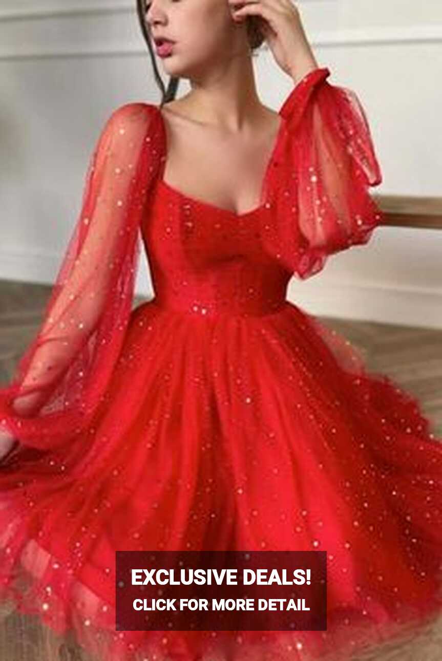 Short Red Dress With Sleeves - Shop on Pinterest