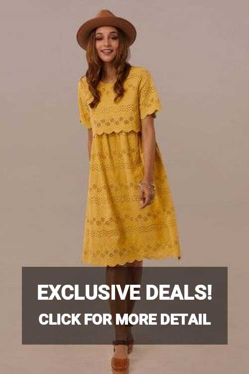 Short Sleeve Round Neck Natural Knee Length Mom Dress | Summer ...