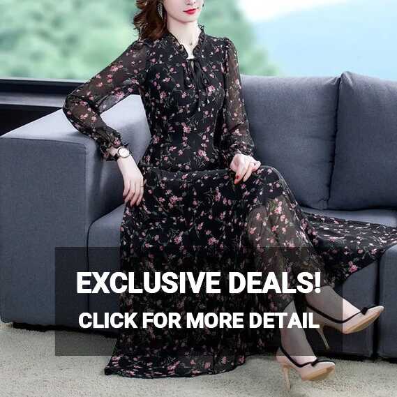 Short Sleeve Summer Dress Chiffon Dress Print Femme Long-Sleeved V ...