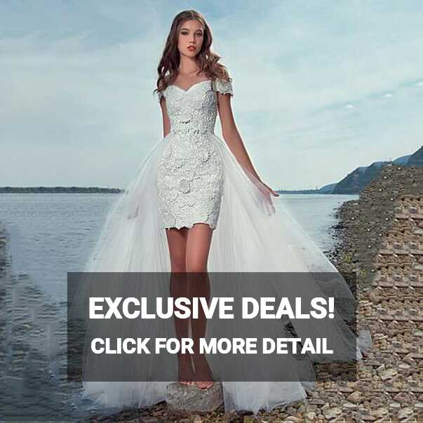 Short Wedding Dress Detachable Train | 2 1 Detachable Train ...