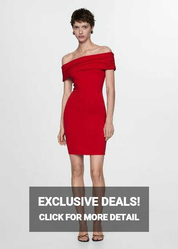 Short off-the-shoulder dress red - Woman - 10 - MANGO | £19.99 ...