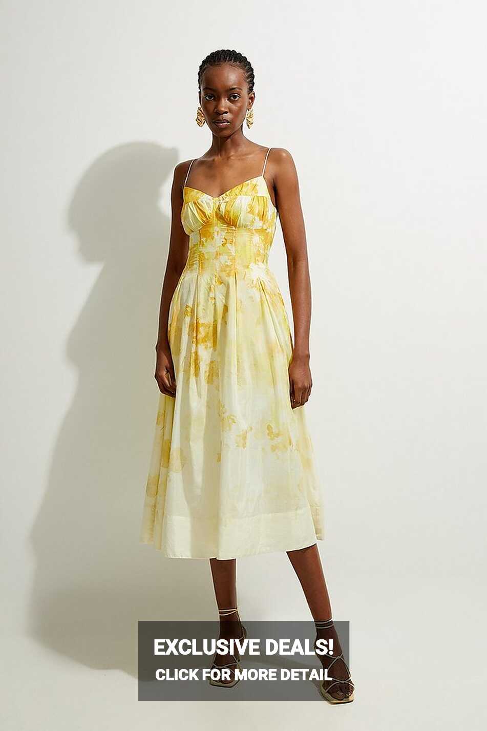 Silk Cotton Trailing Floral Strappy Midi Dress | Karen Millen