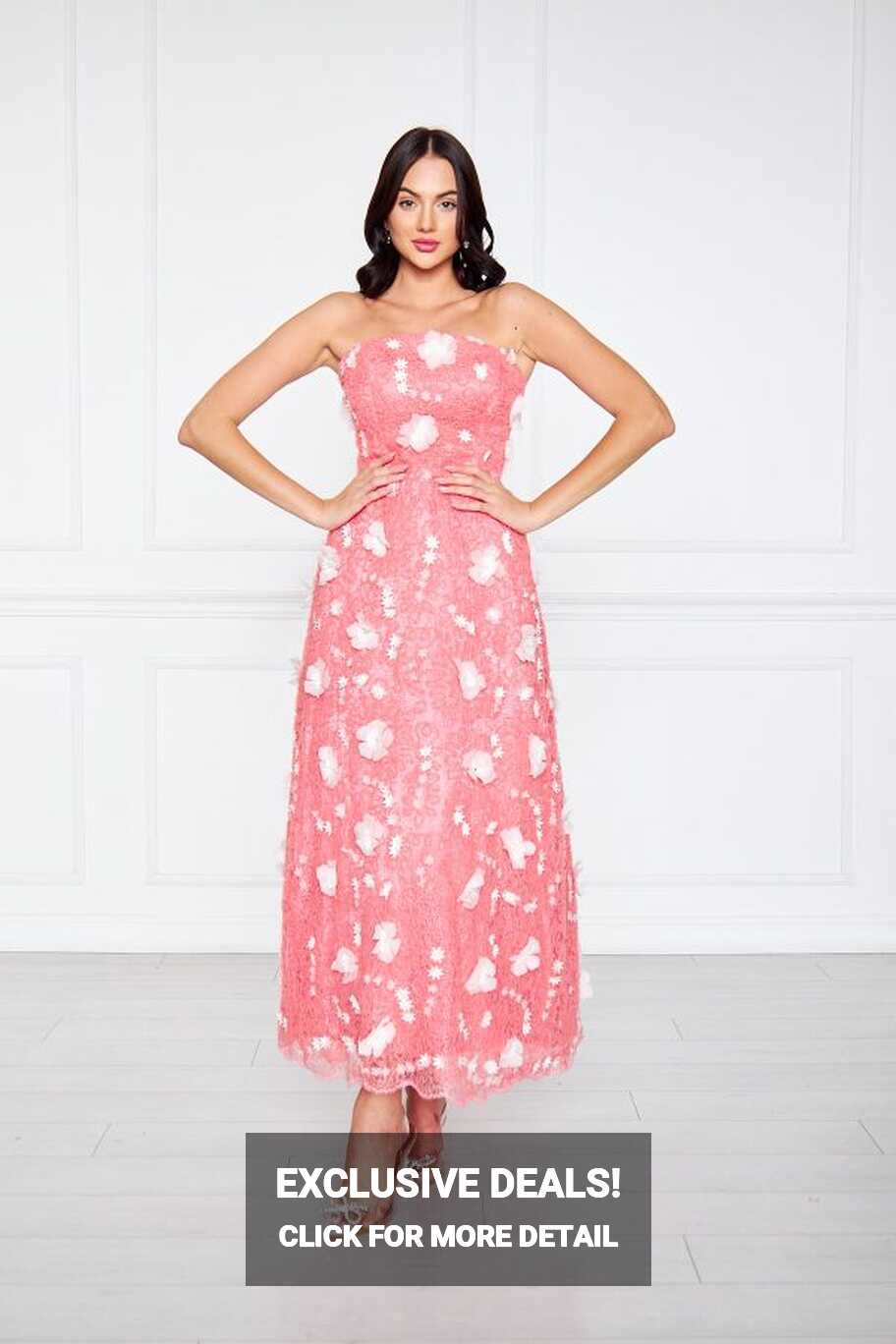 Silk Parade Pink Design Engagement Dress with White Flower ...