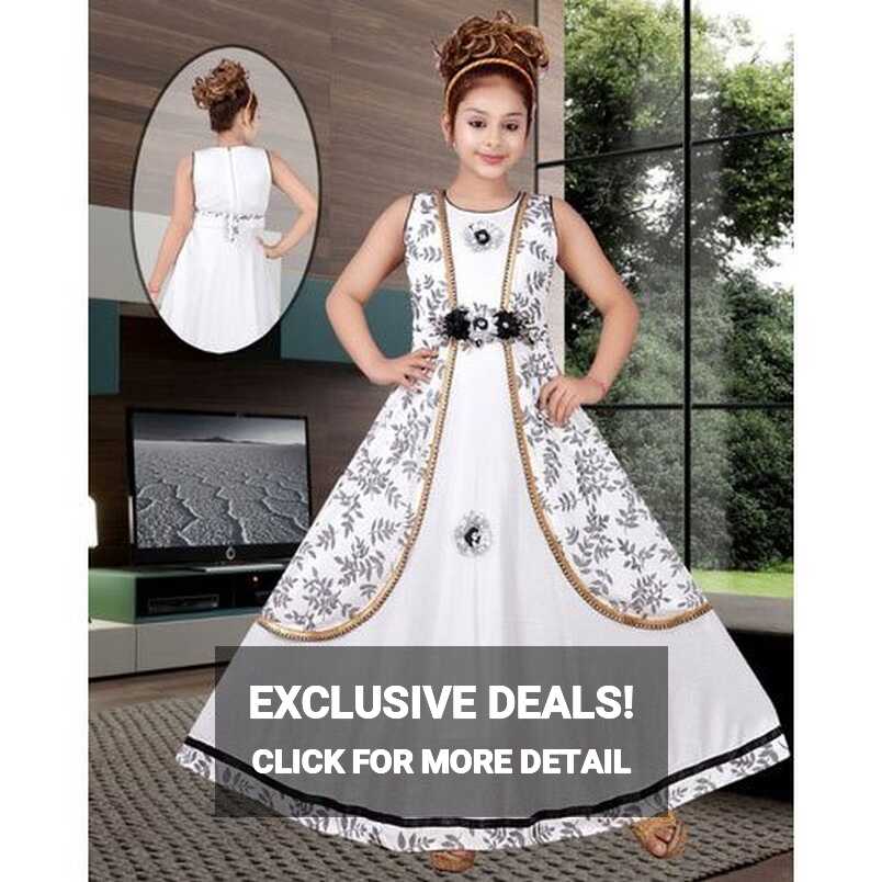 Silk White Kids Designer Long Gown, 22-42, Age: 3-18 Year at Rs ...