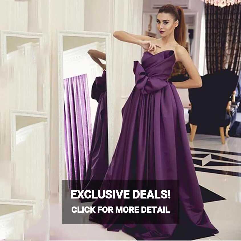 Simple Design Elegant Floral Bodice Purple A Line Long Prom ...