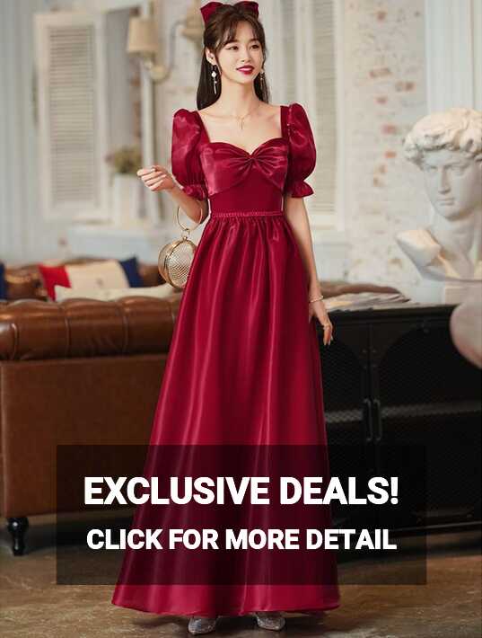 Simple Elegant Red Satin Long Evening Wedding Dress Plus Size - XXL