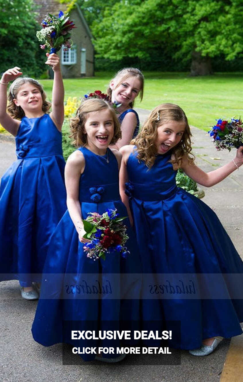 Simple Long Royal Blue Flower Girl Dress Flowers Girl Pageant ...