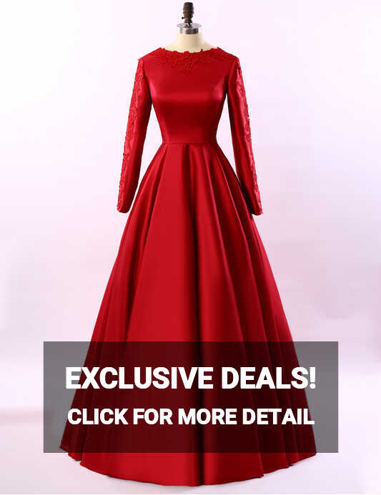 Simple Long Sleeve Red Evening Dresses 2017 Long Evening Dress ...