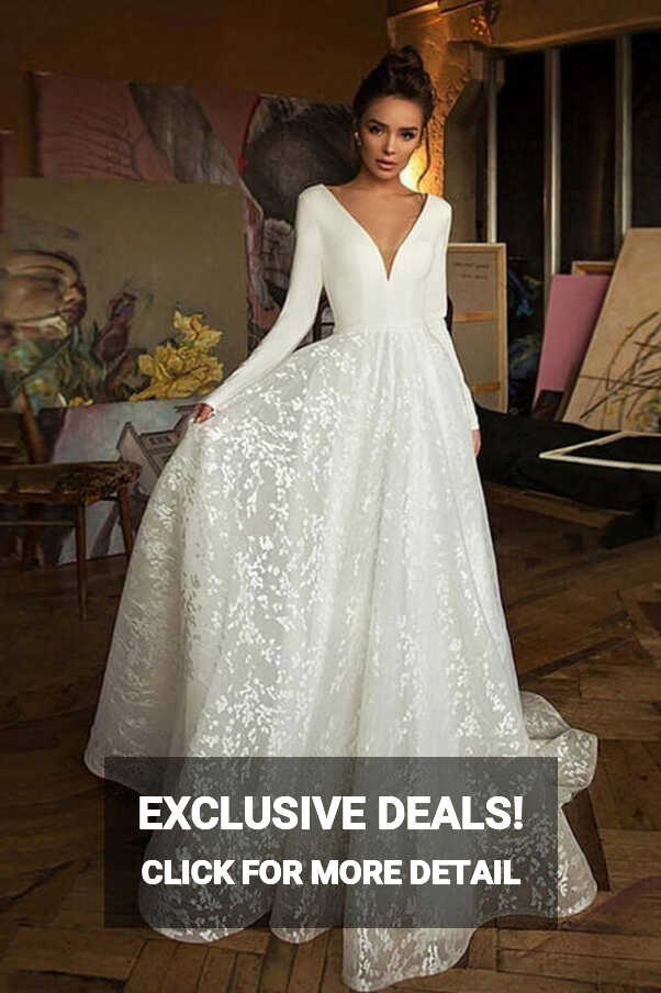 Simple Long Sleeve Wedding Dresses Cheap | Bridelily