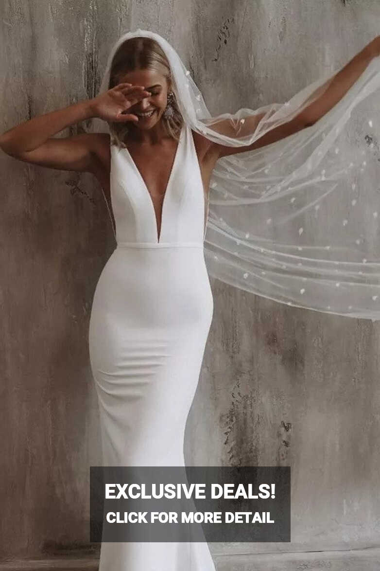 Simple Plain Crepe Mermaid Wedding Dress – TANYA BRIDAL