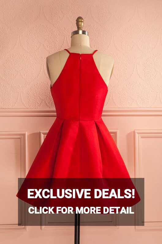 Simple Red A-line Short Straps Prom Dresses, Cheap Homecoming ...