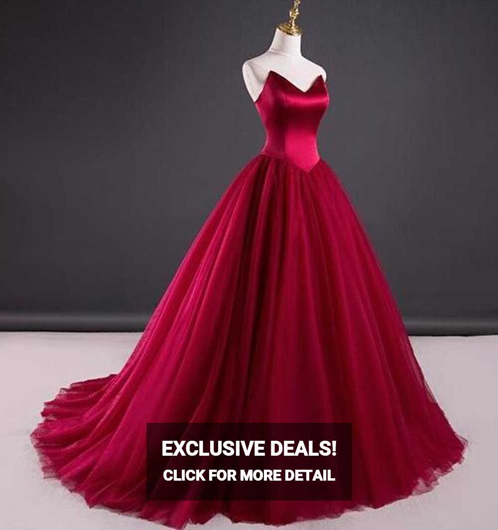 Simple Red Wedding Dress,tulle Prom Dress,mermaid Prom Dress,ball ...