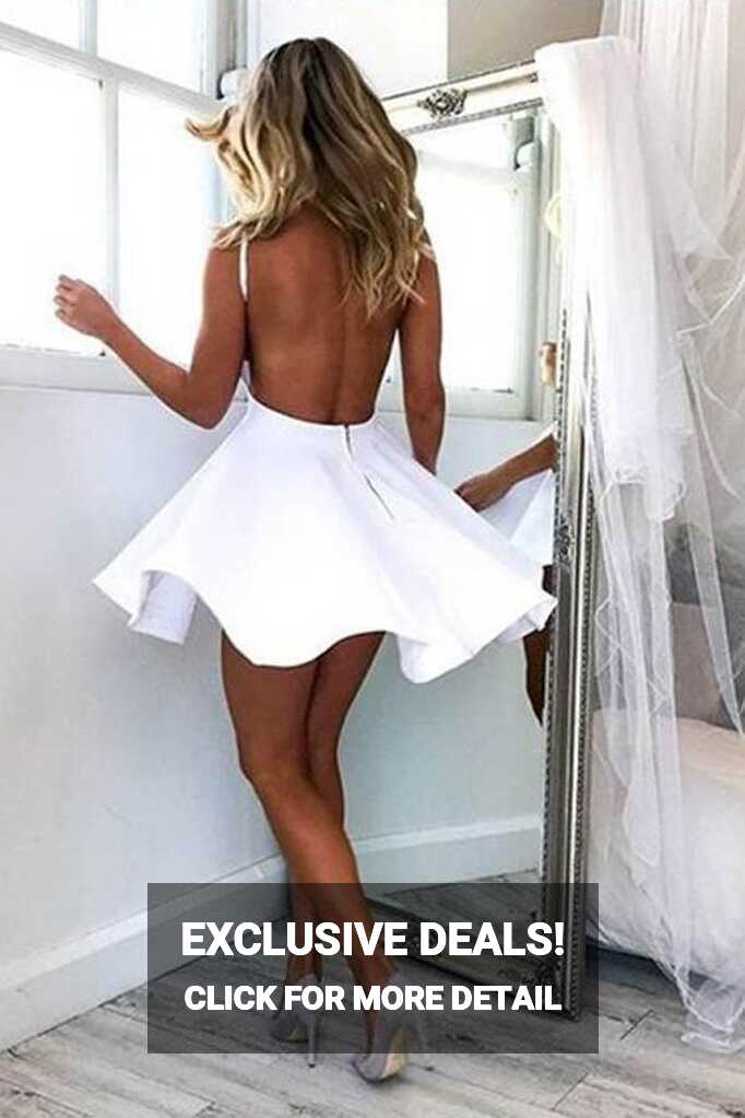 Simple Short White Backless Homecoming Dress Party Dress Prom ...