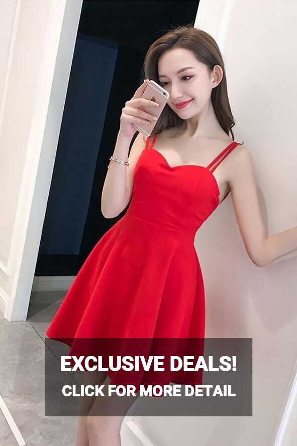 Simple Straps Sweetheart Red Satin Homecoming Dresses Party ...