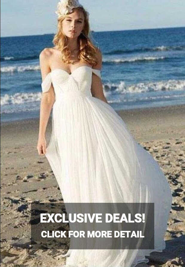 Simple Summer Flowy Casual Bride Dresses for Beach Wedding BWD090