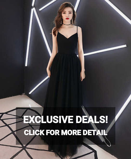 Simple Sweetheart Black Tulle Long Prom Dress, Black Evening Dress ...