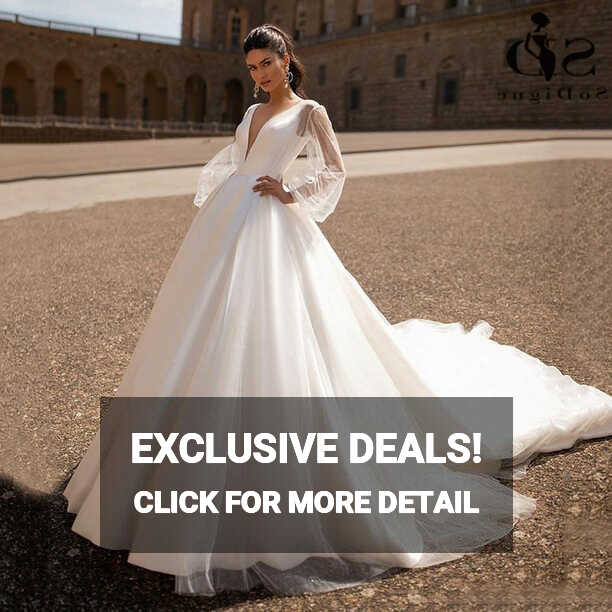 Simple Wedding Dresses Sexy V Neck Removable Long Sleeves Vintage ...